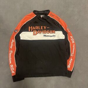 Harley Davidson Motorcycles Sweatshirt Men's Medium 2 Sided Logo Sleeve Print